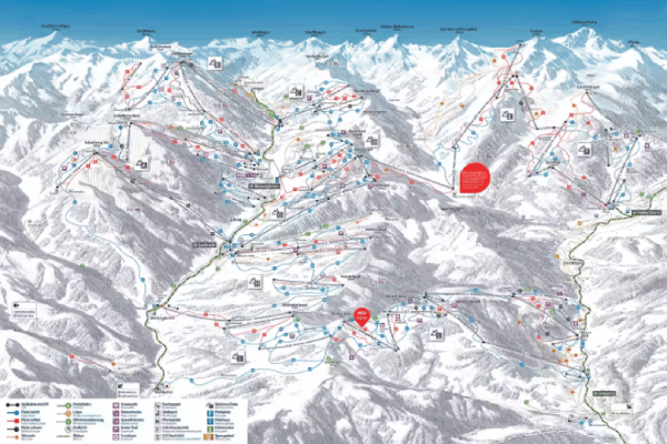 Skimap of the Skicircus Saalbach-Hinterglemm-Leogang-Fieberbrunn in Tyrol, Austria