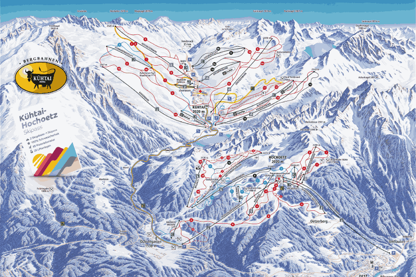 Skimap of Kuhtai-Hochoetz in Austria