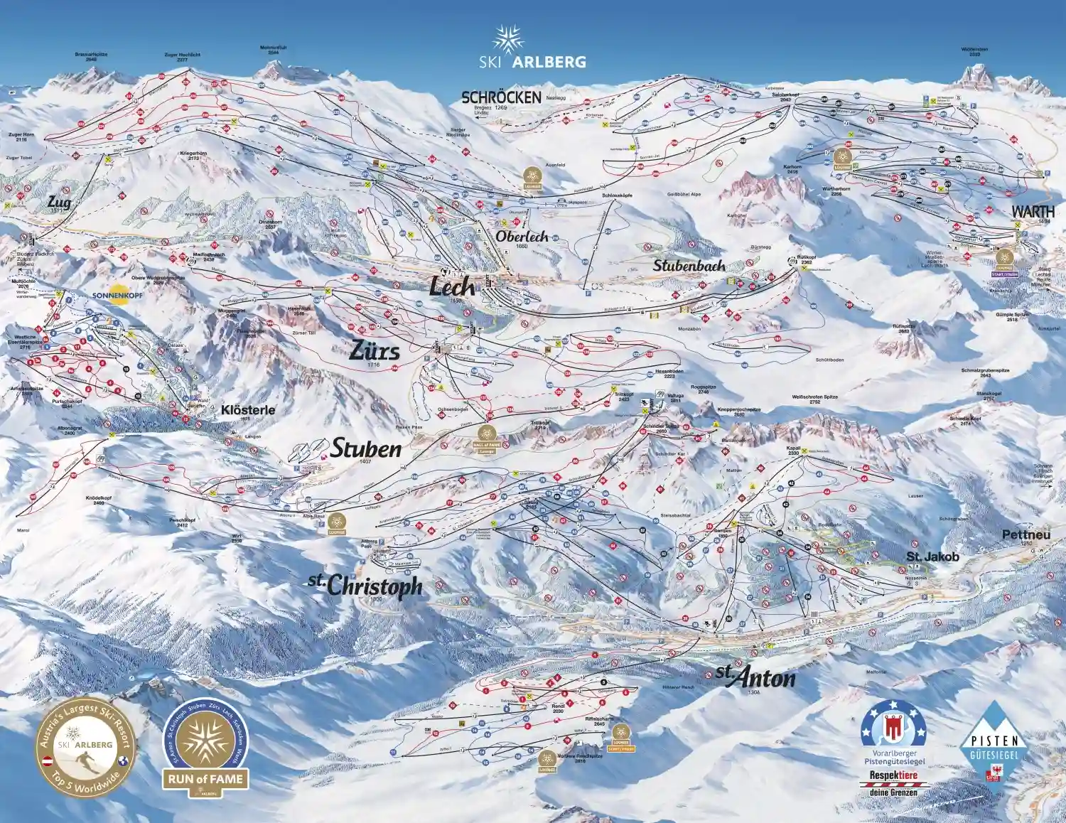 Skimap St. Anton am Arlberg Lech