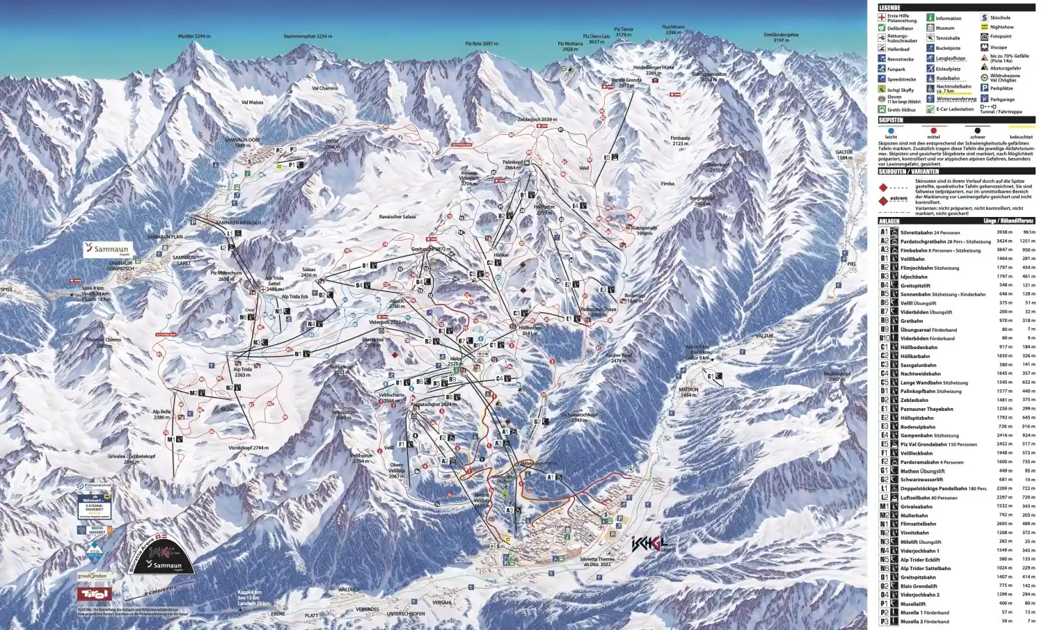 Skikaart Ischgl Oostenrijk