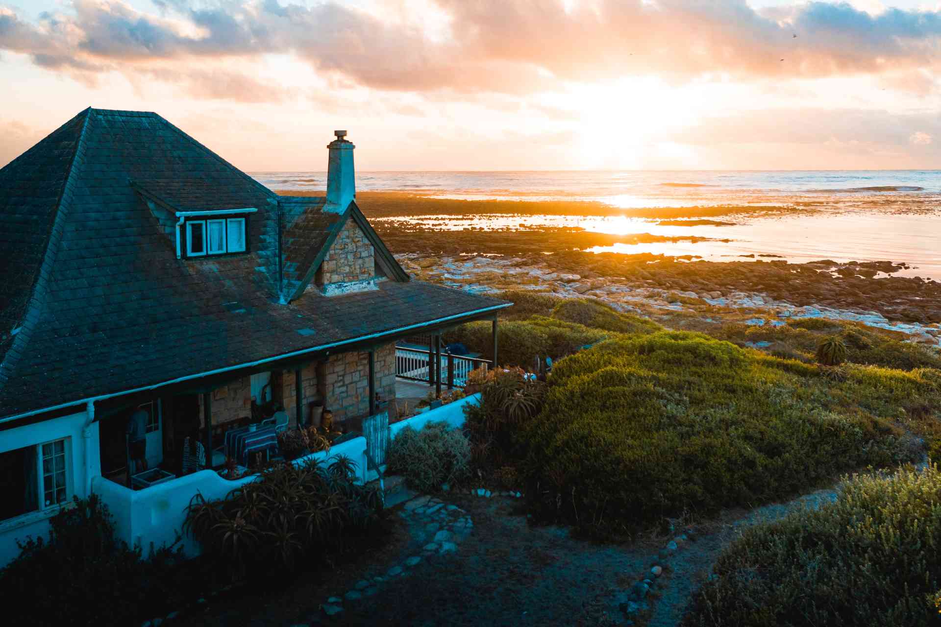 A holiday home overlooking an ocean sunset in Cape Town, South Africa