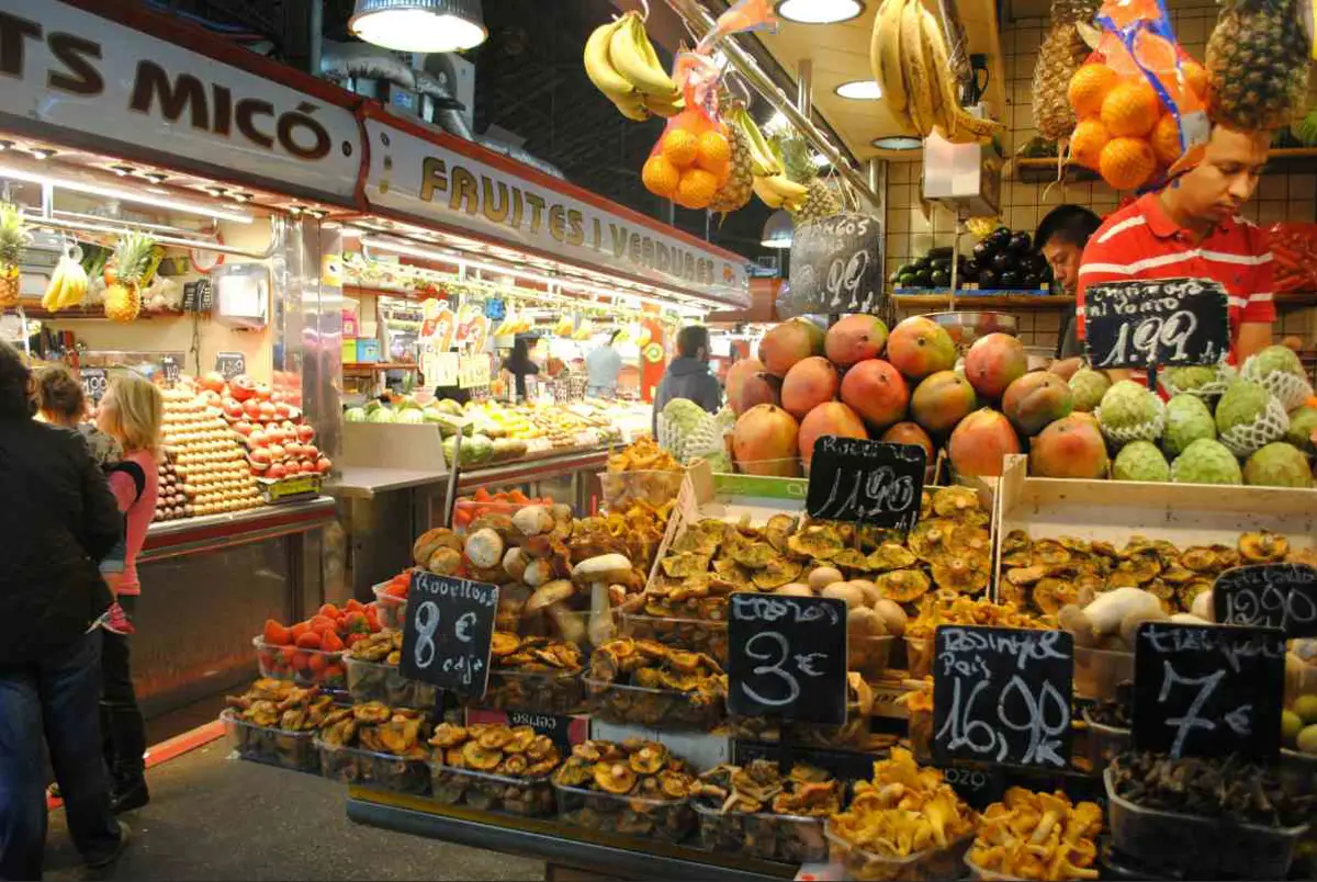 Local produce on display at La Boqueria Market, Las Ramblas, Barcelona. Photo f by Jr Harris- from Unsplash
