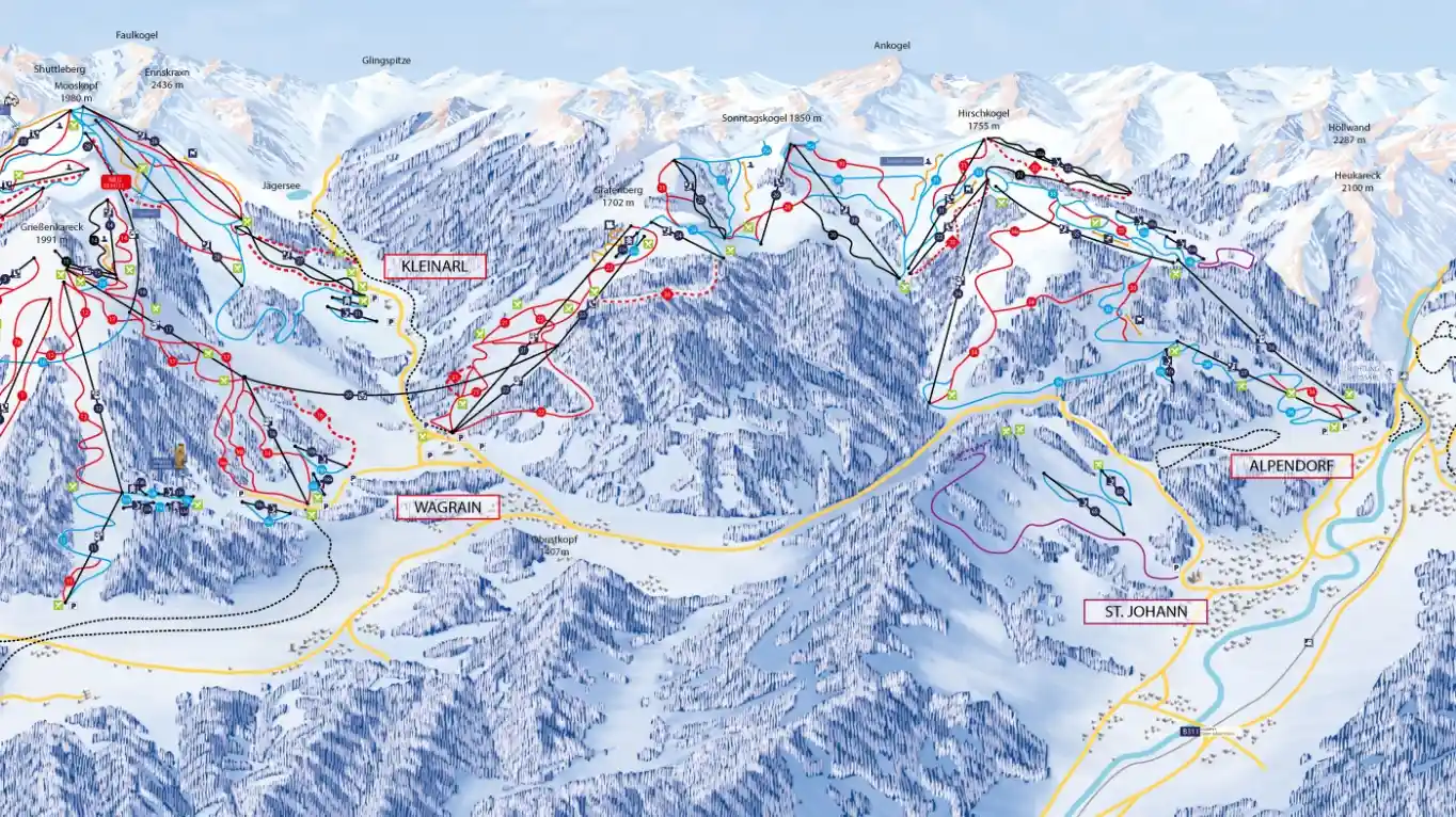 Ski Map St Johann in Salzburg Austria