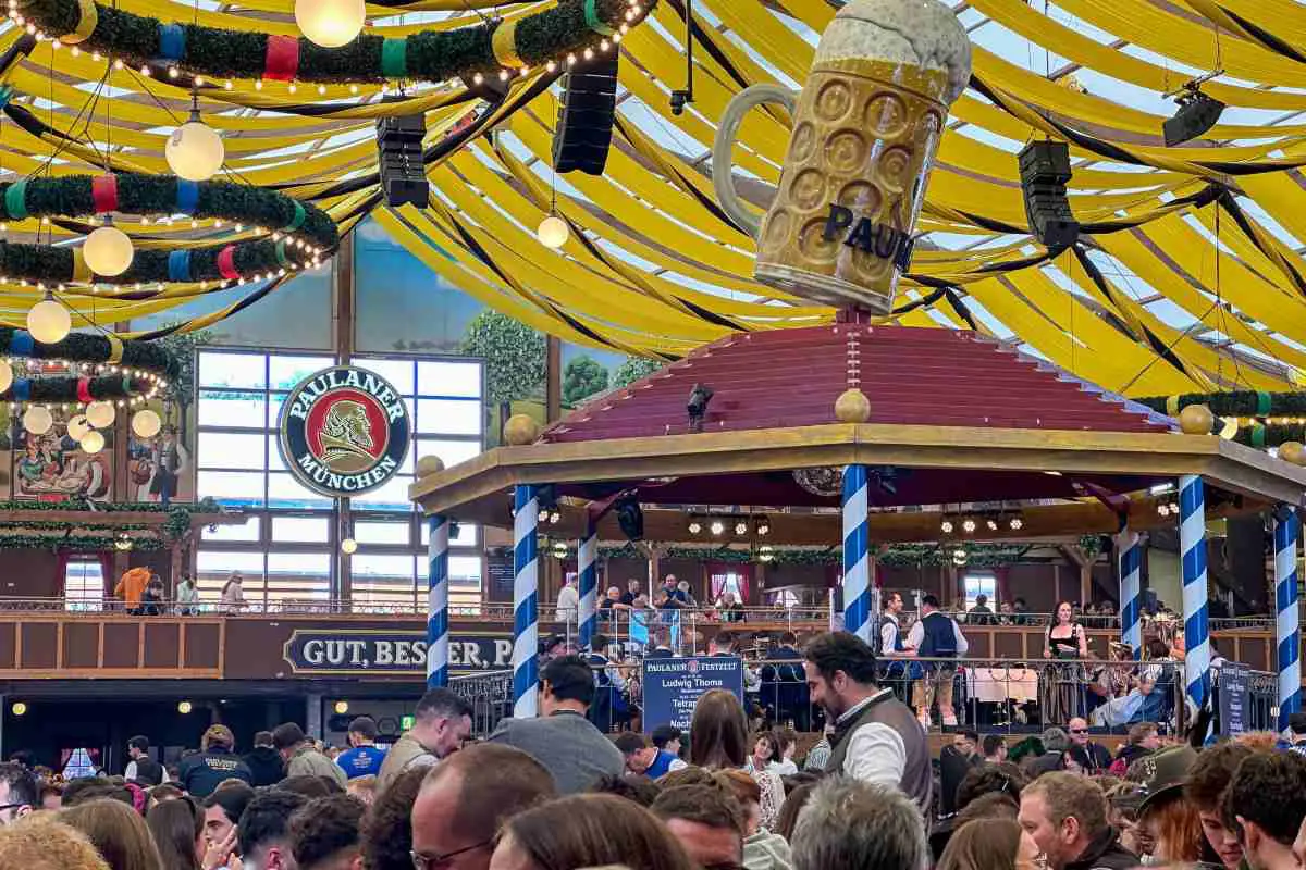 Inside the Paulaner beer tent at Oktoberfest in Munich. Photo by Becca Marsh