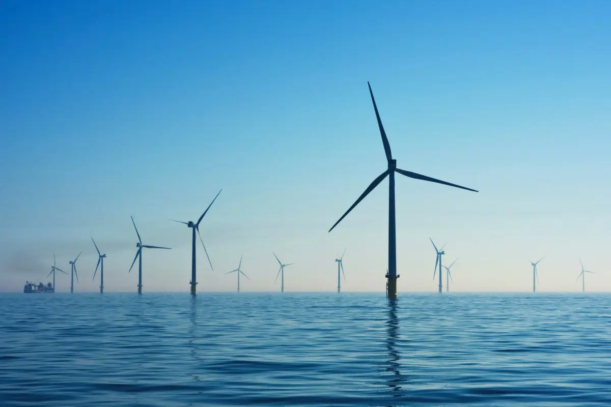 Rampion Offshore Wind Farm on a clear day, located in  Brighton, United Kingdom. Photo by Nicholas Doherty from Unsplash 